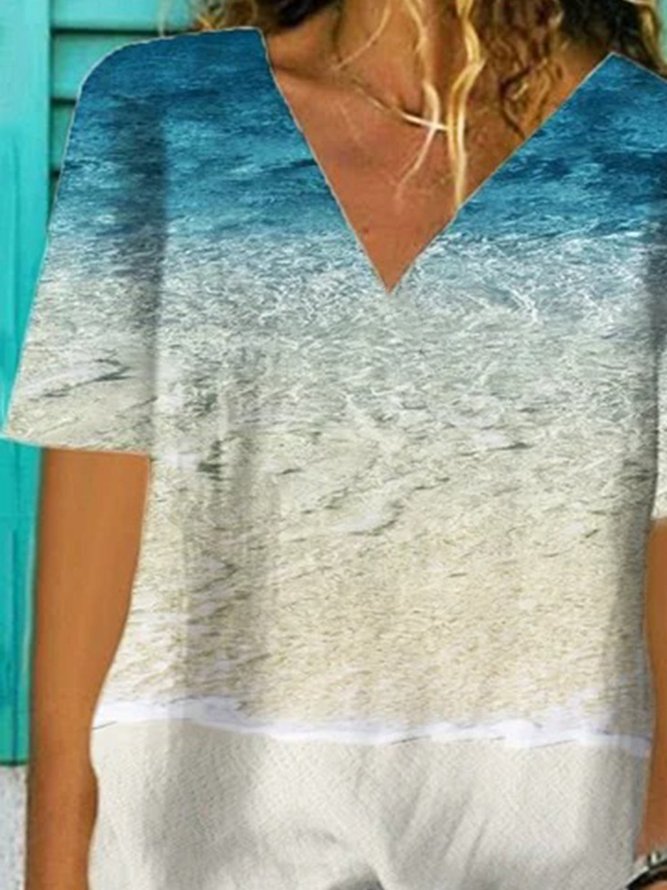 Print Lässige T-Shirt für Strand Urlaub