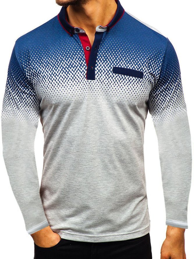 Print Langarm Polo T-Shirts