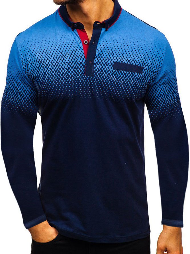Print Langarm Polo T-Shirts