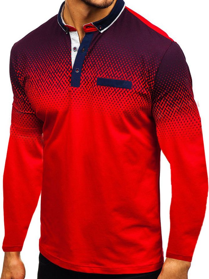 Print Langarm Polo T-Shirts