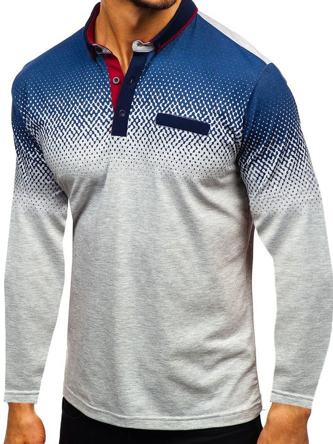 Print Langarm Polo T-Shirts