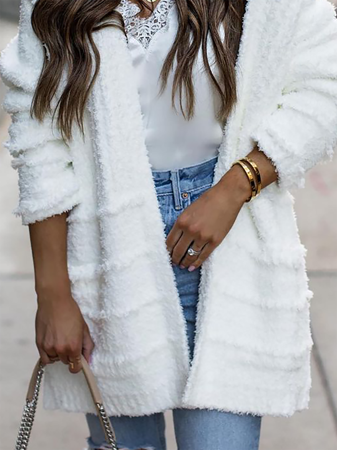 Damen Lässig Unifarben Winter Wolle/Stricken Schwer Nein Elastizität Arbeit Langarm Neu Unifarben Farbe Pullover Mantel