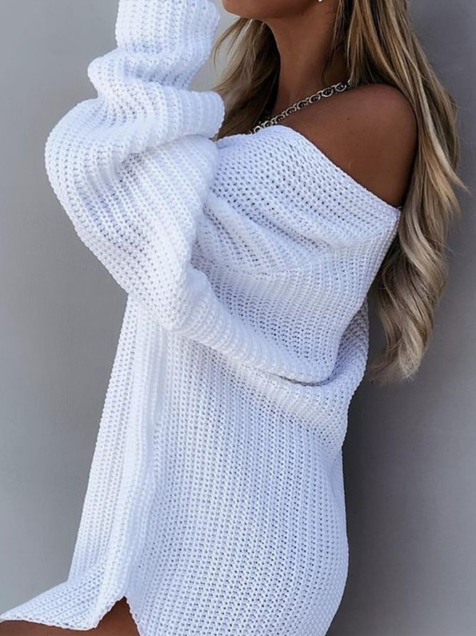 Sexy Unifarben Locker Pullover