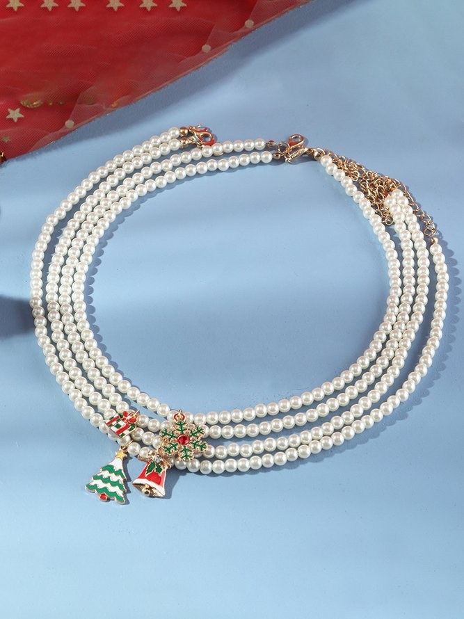 Weihnachten Schneeflocke Halskette aus Legierung