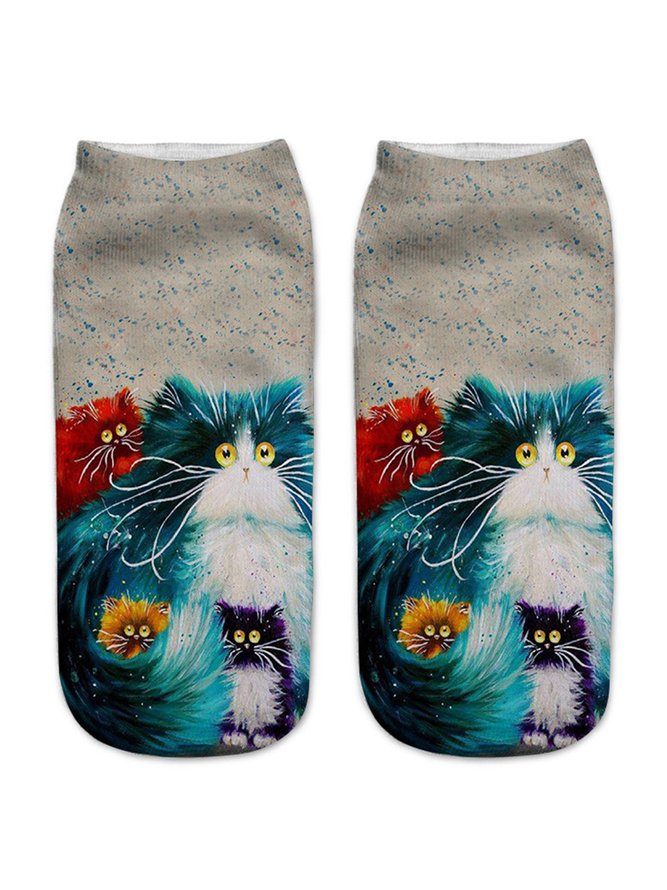 Einfach Katze Print Socken