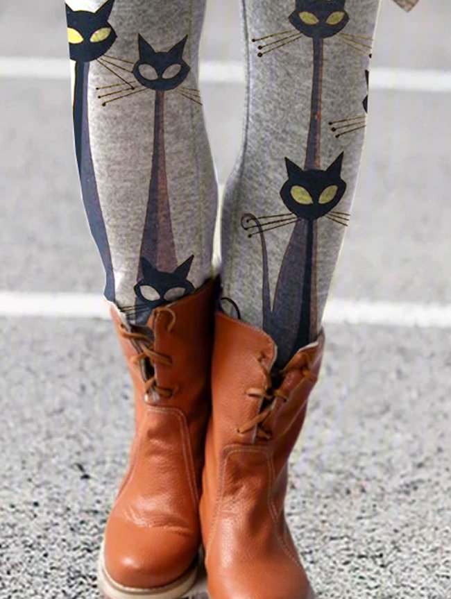 Regelmäßige Passform Baumwollgemisch Katze Leggings