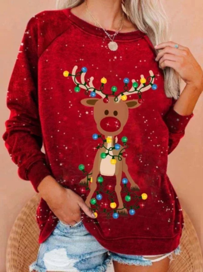 Weihnachten Rentier Print Sweatshirt in Große Größen