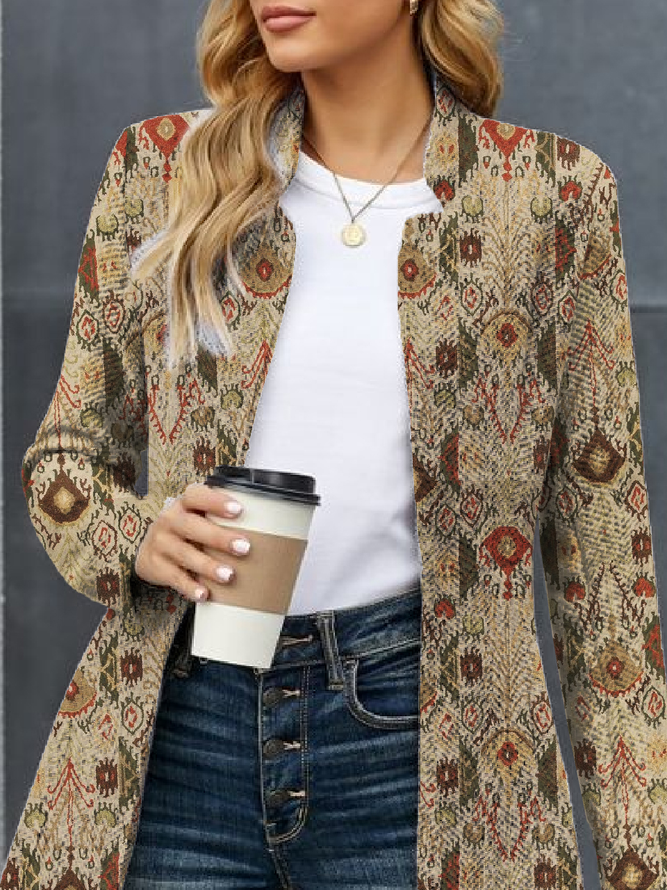 Geometrisch Locker Kragenlos Jacke