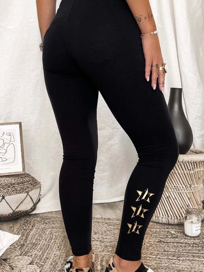 Regelmäßige Passform Basics Baumwollgemisch Stern Leggings