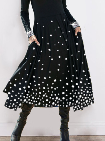 V-Ausschnitt Baumwollgemisch Polka Dots Pailletten Kleider