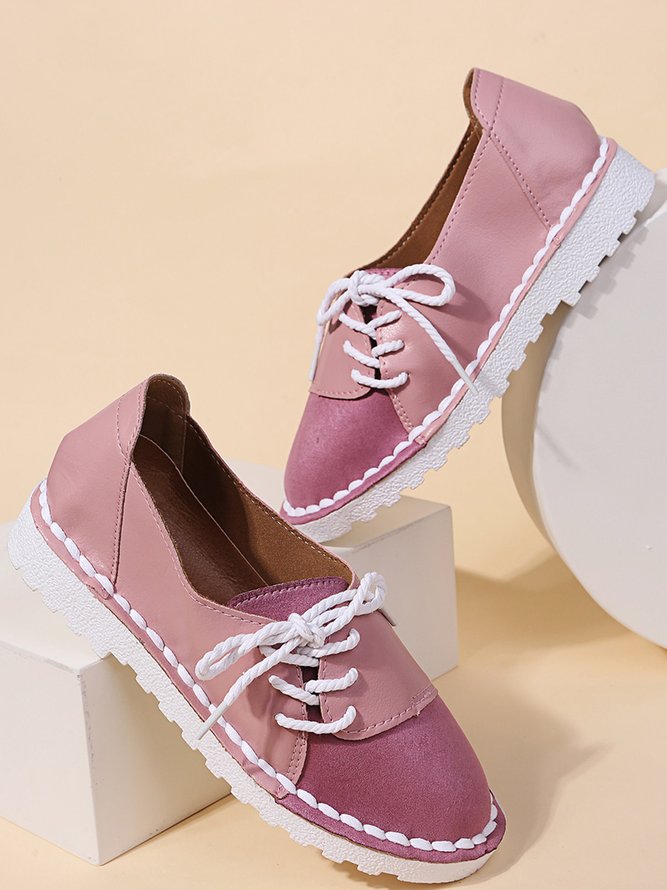 Retro Kontrast Patchwork Schnürung Schuhe
