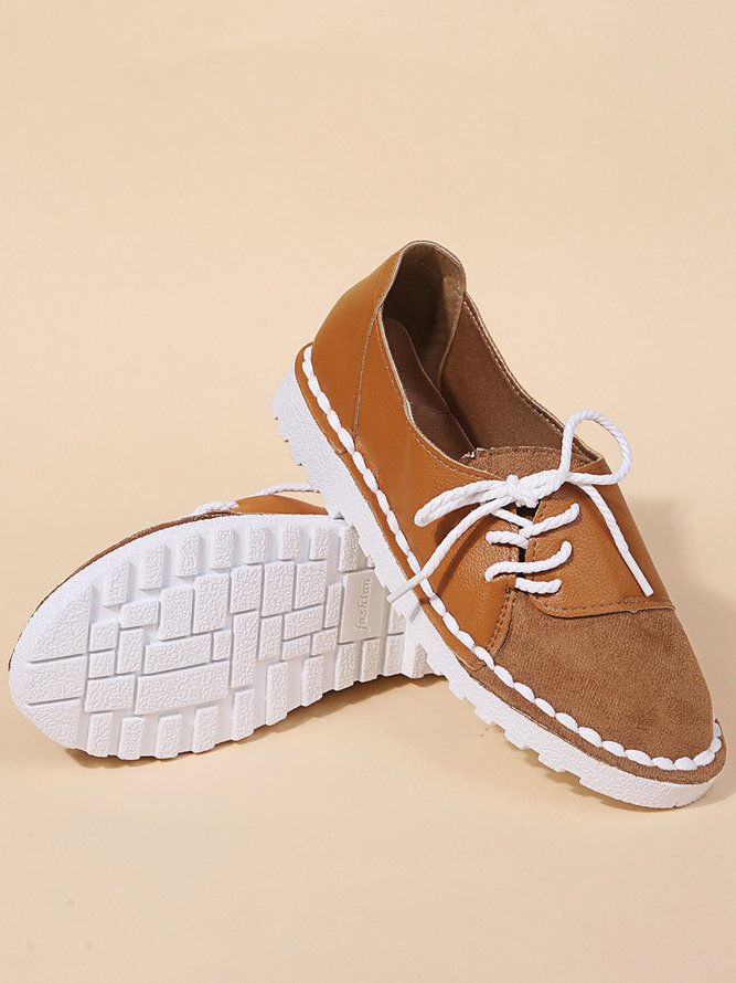 Retro Kontrast Patchwork Schnürung Schuhe