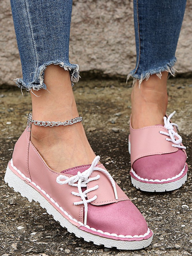 Retro Kontrast Patchwork Schnürung Schuhe