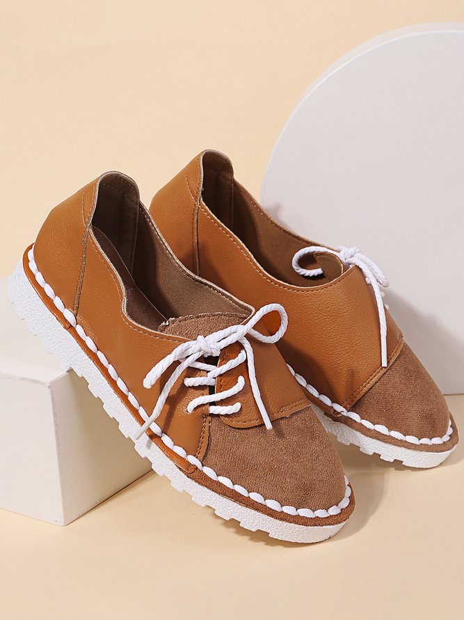 Retro Kontrast Patchwork Schnürung Schuhe