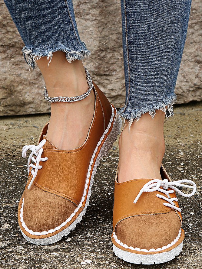 Retro Kontrast Patchwork Schnürung Schuhe