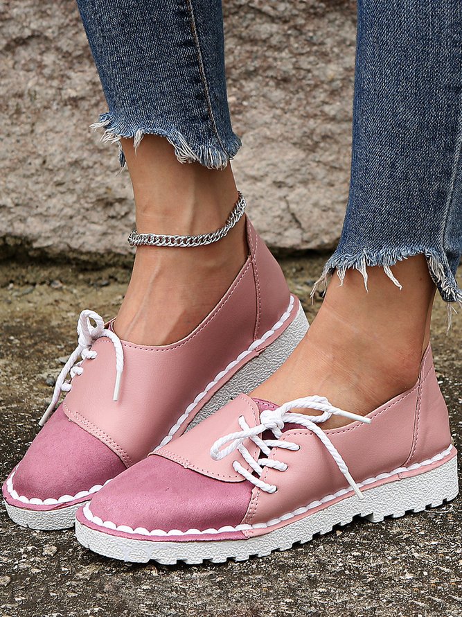 Retro Kontrast Patchwork Schnürung Schuhe
