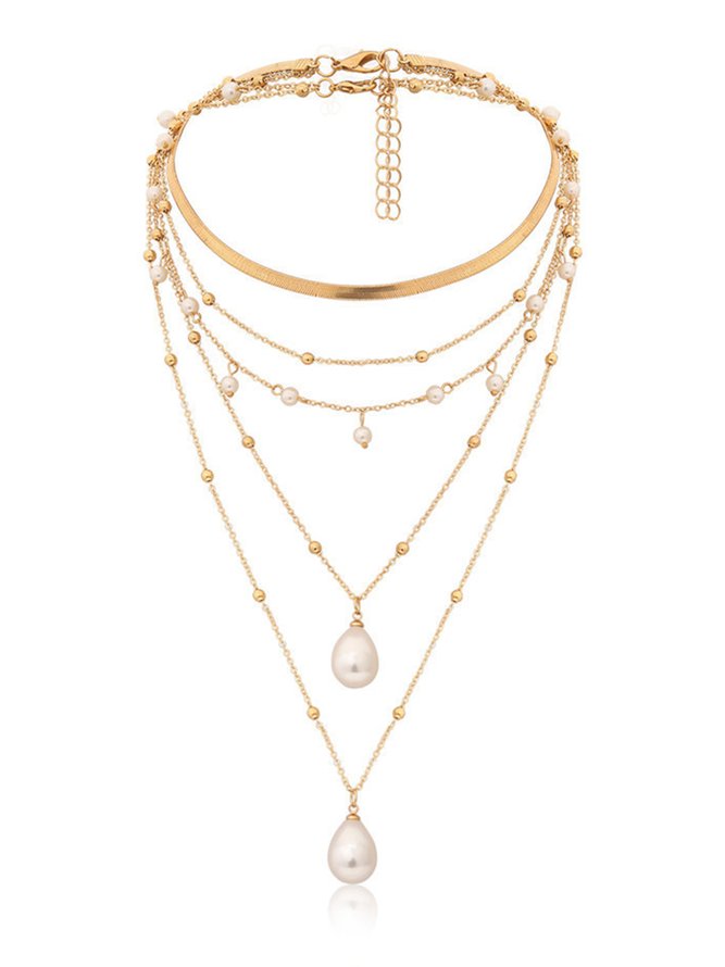 Urlaub Stil Strand Perle Multilayer Halskette