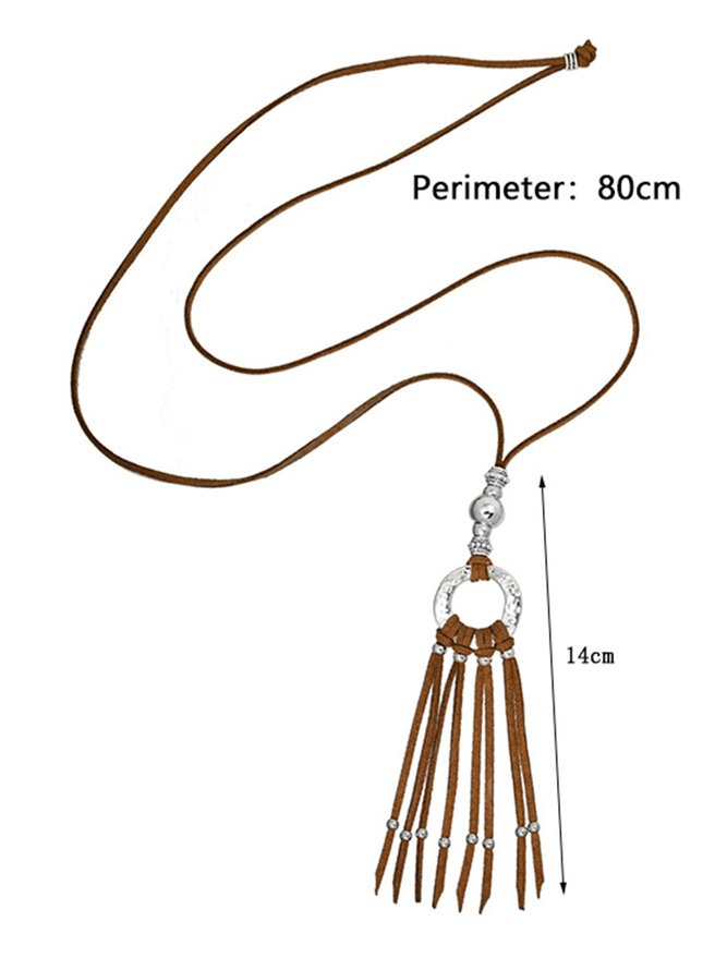 Strand Ethnisch Vielseitig Leder Seil Lang Halskette