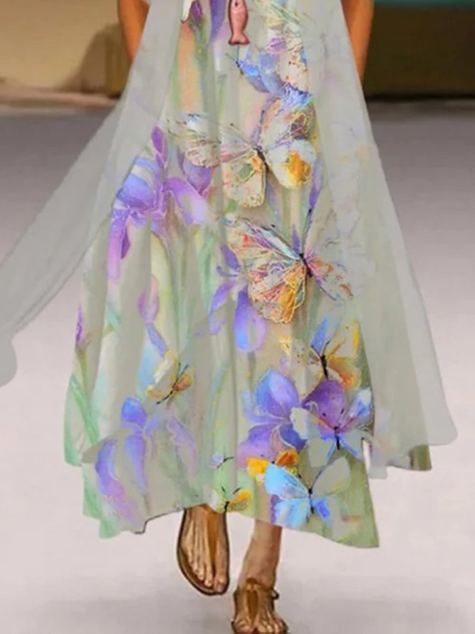 Rundhals Lässige Kleid Sets mit Schmetterling Print