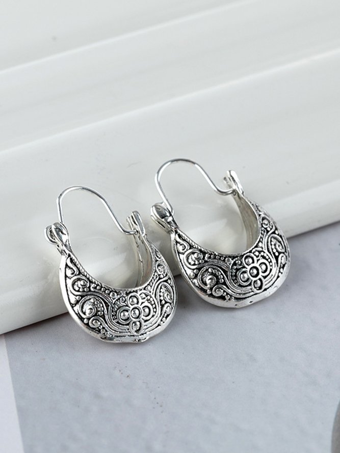 Silber Retro Ohrringe Damen mit Ethnisch-Stil