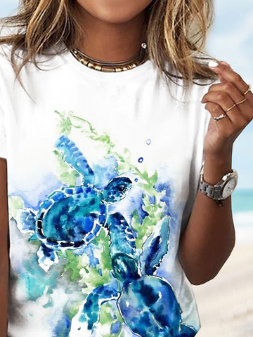 Baumwollgemisch Kurzarm T-Shirt