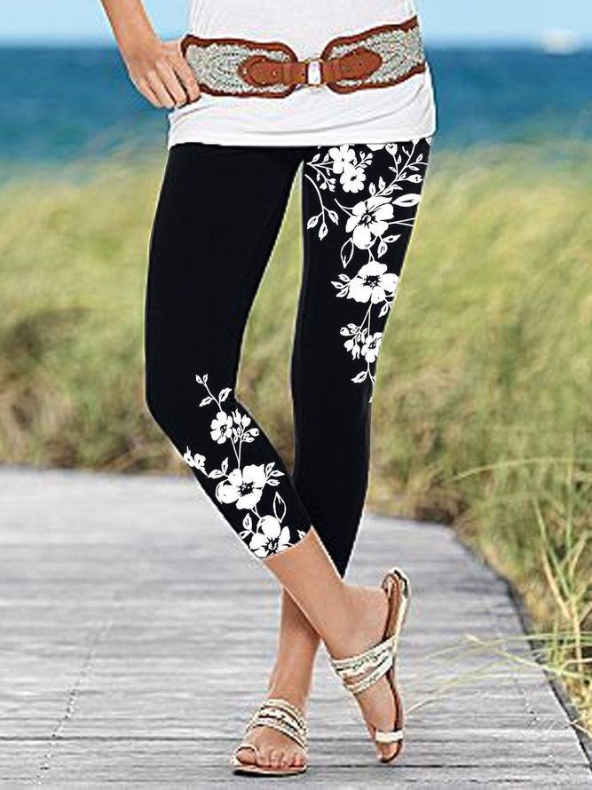 Geblümt Lässig Leggings