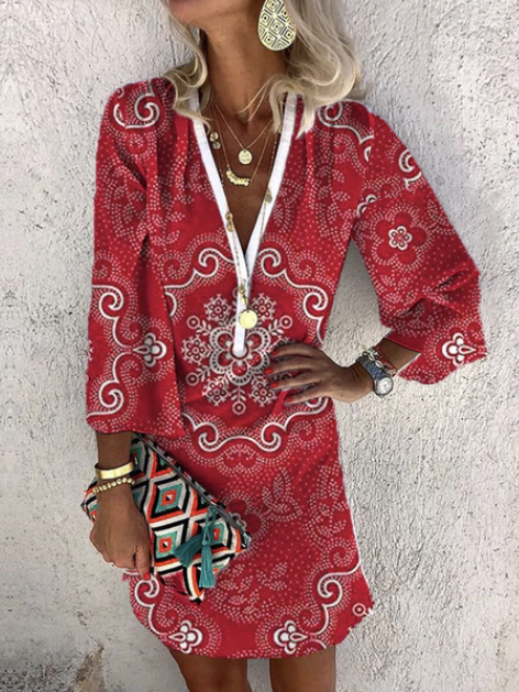 Urlaub Langarm Gewebe Kleid