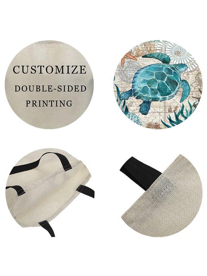 3D Schildkröte Digital Print Wasserdicht Baumwolle Leinen Umhängetasche Einkaufen Tasche
