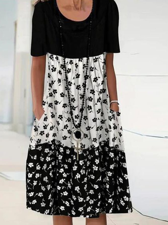 Farbblock Urlaub Passen Kleid