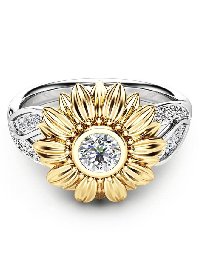 Retro Sonnenblume Geblümt Diamant Ring