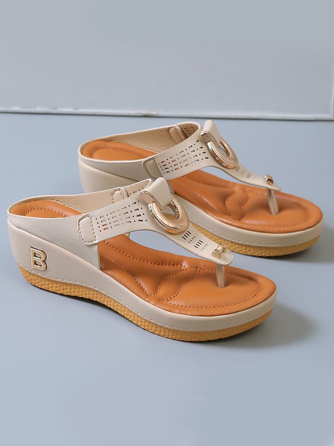 Metall Cut-Out Strand Bequem Riemen Keilsandalette