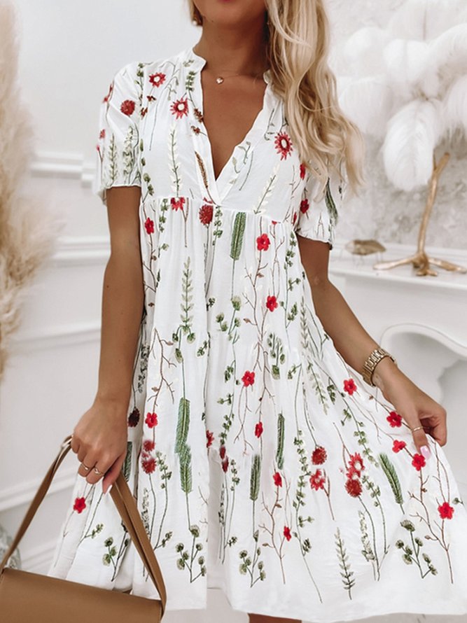 Böhmisch V-Ausschnitt Kleider mit Blumenmuster