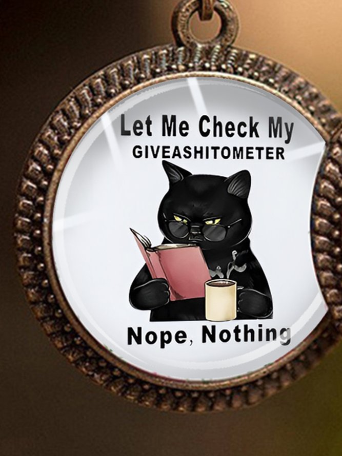 Schwarz Katze Lassen Mir Überprüfen Mein Giveashitometer Nö Gar nichts Metall Zinn Schilder Ohrringe