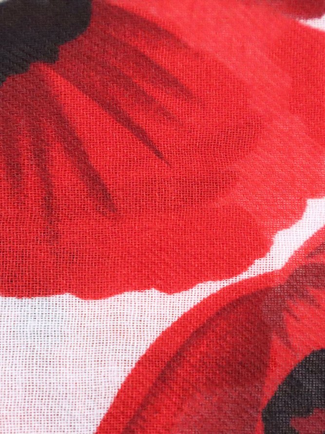 Lässig Rot Blumenmuster Schal Bluse Matching