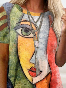 Rundhals Weit Figur T-Shirt
