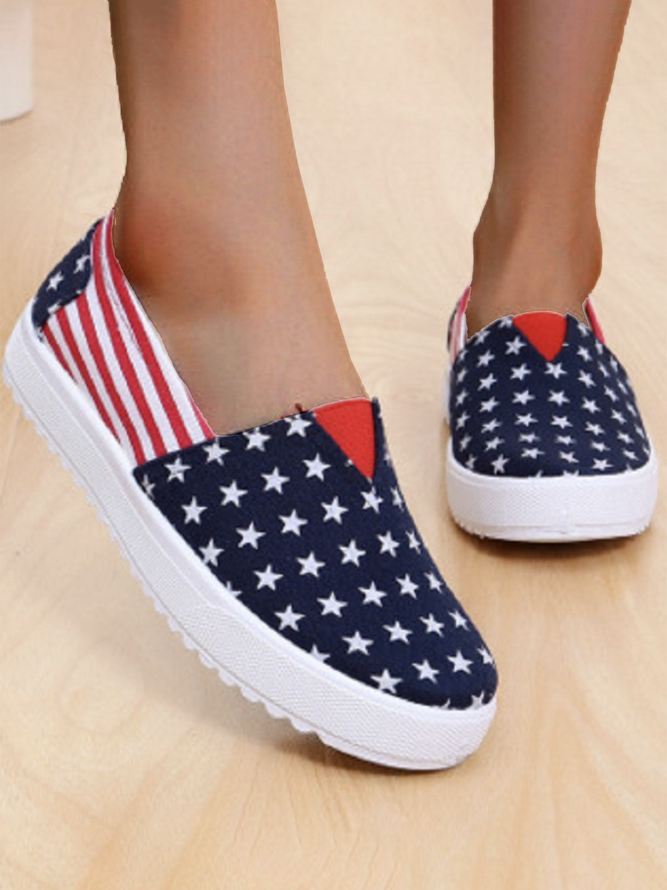 Leicht Atmungsaktiv amerikanisch Flagge Tief Mund Schuhe