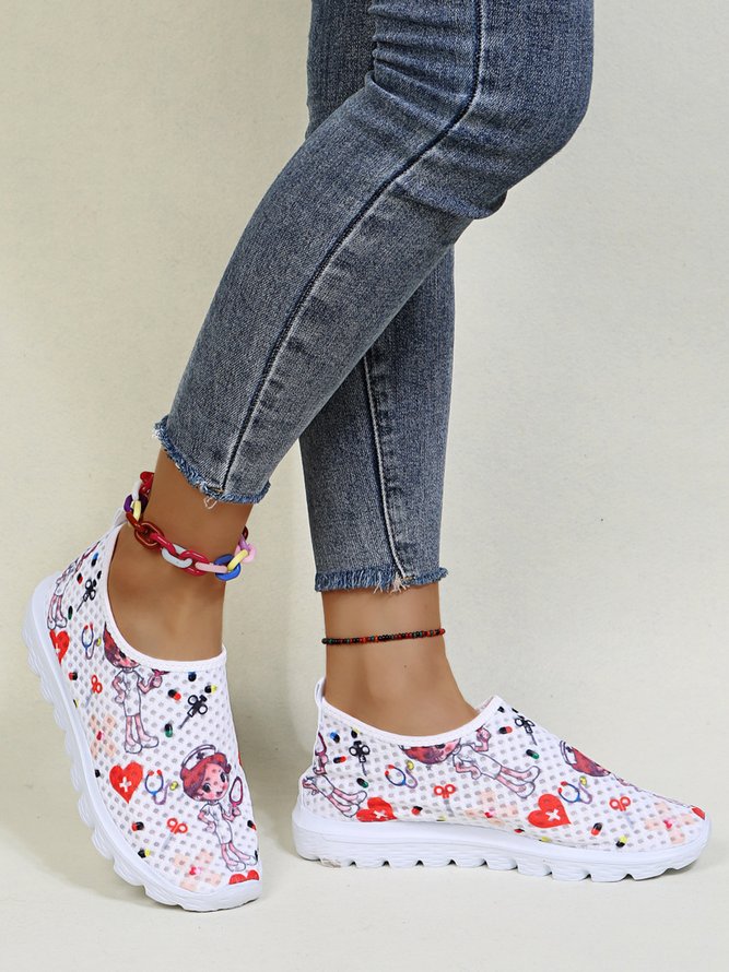 Krankenschwester Kampf Epidemie Print Atmungsaktiv Tüll Mesh Leicht Sneakers