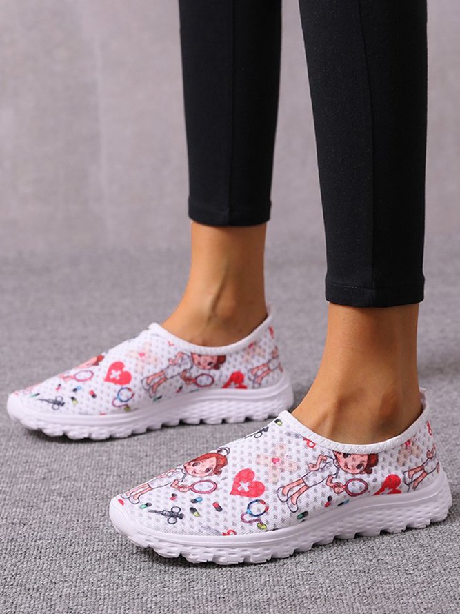 Krankenschwester Kampf Epidemie Print Atmungsaktiv Tüll Mesh Leicht Sneakers
