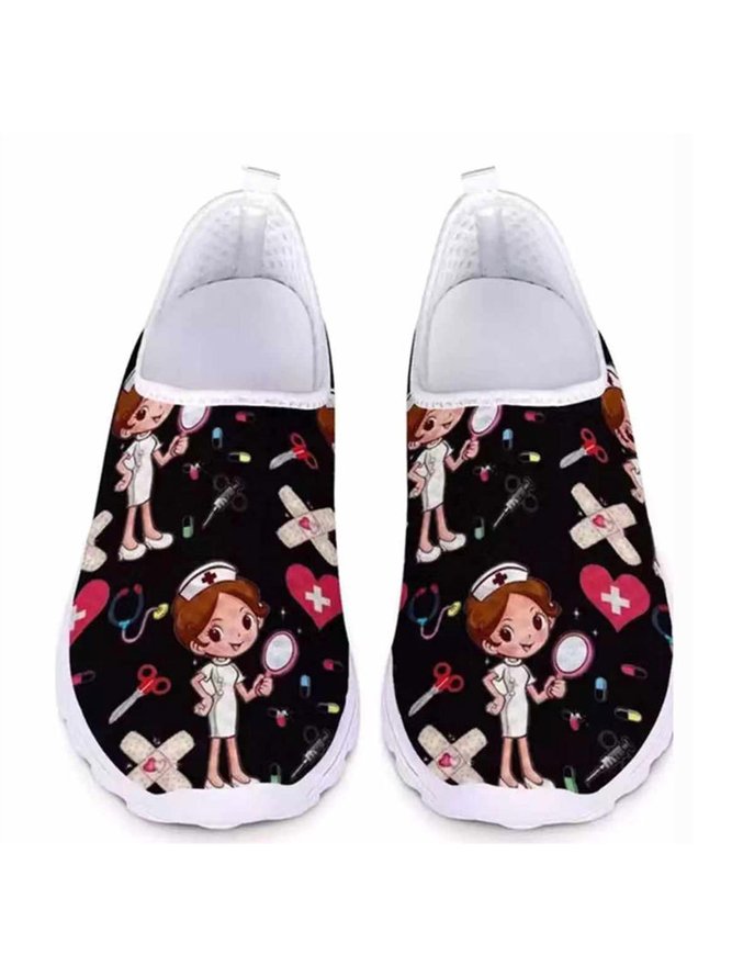 Krankenschwester Kampf Epidemie Print Atmungsaktiv Tüll Mesh Leicht Sneakers