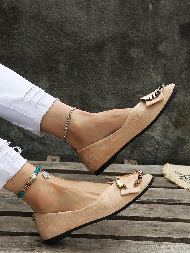 Groß Metallische Schnalle Pendler Elegant Flach Schuhe