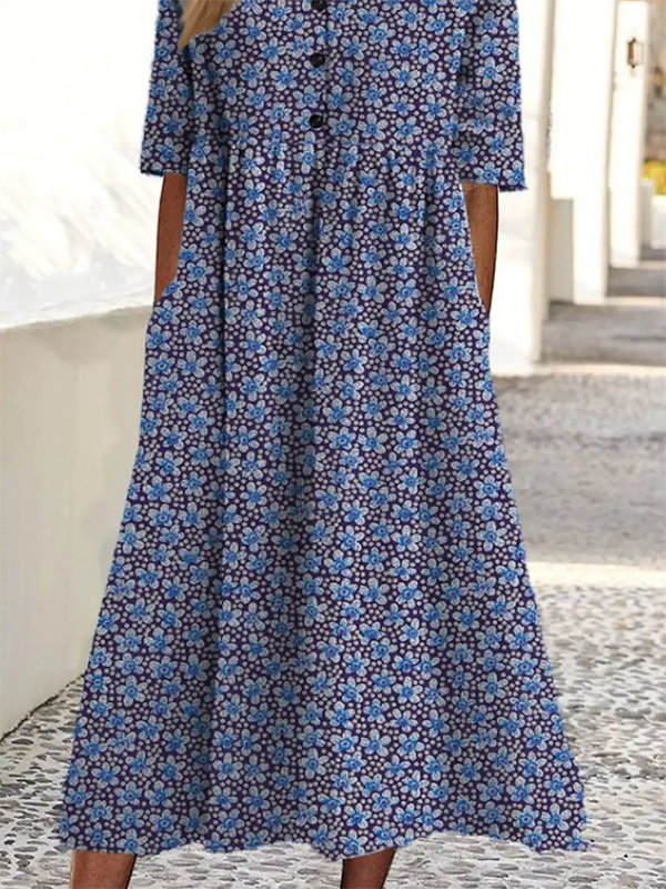 Geblümt Halbarm Freizeitkleid