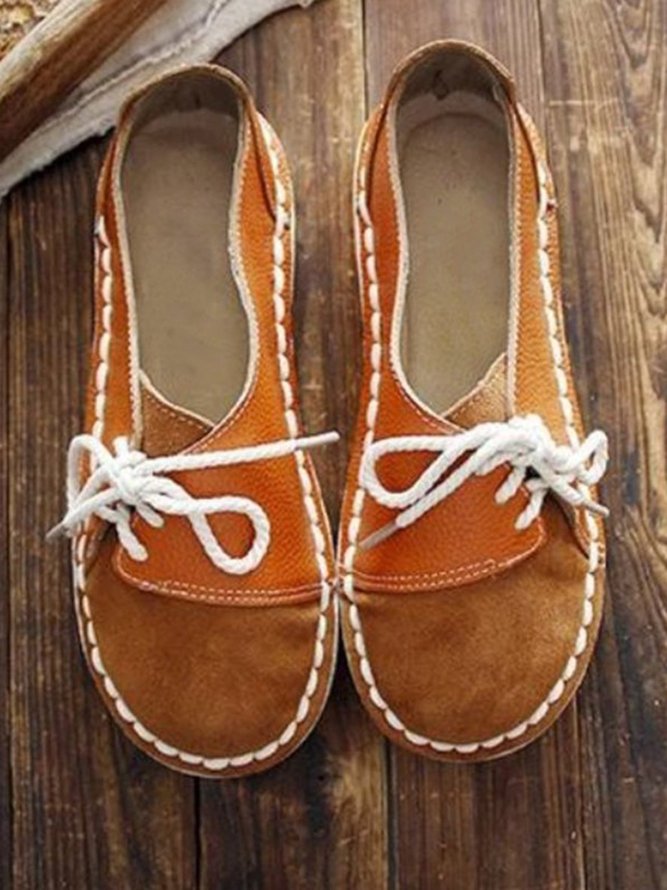 Retro Kontrast Patchwork Schnürung Schuhe