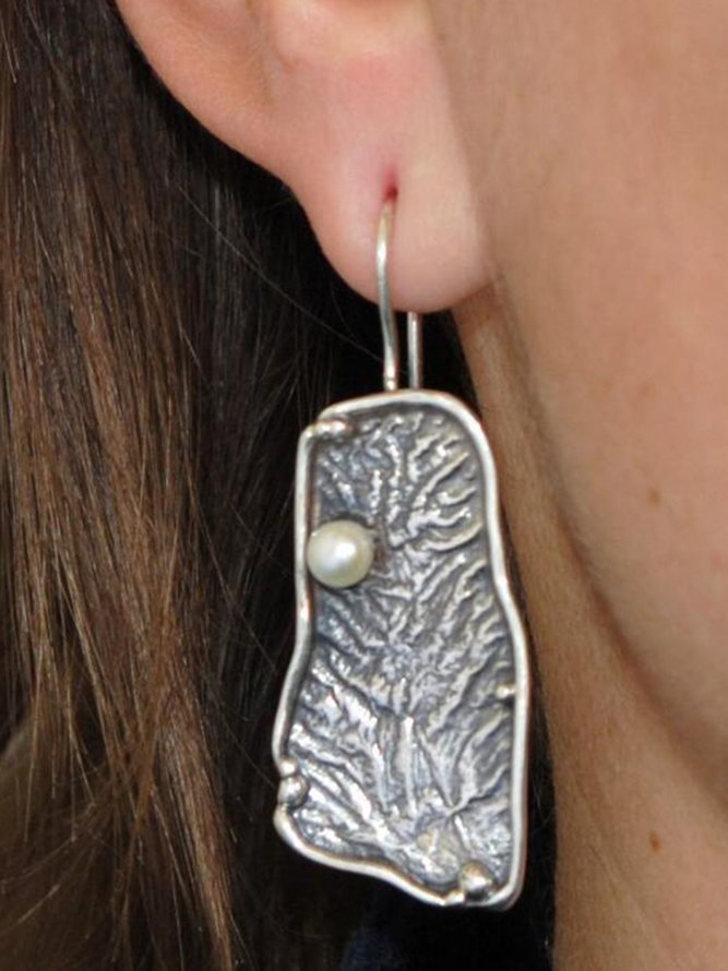 Retro Unifarben Alle Jahreszeiten Perle Urlaub Perle Metall Bestseller Baumeln Ohrringe für Damen