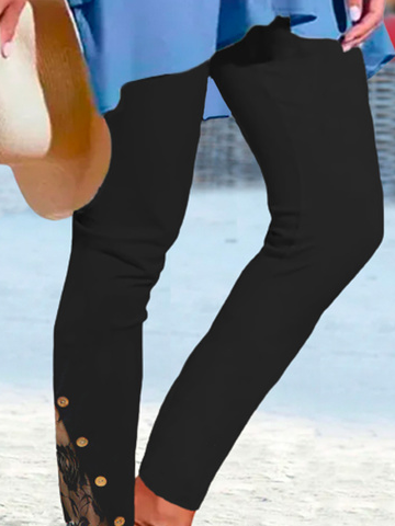 Lässig Spitze Patchwork Leggings
