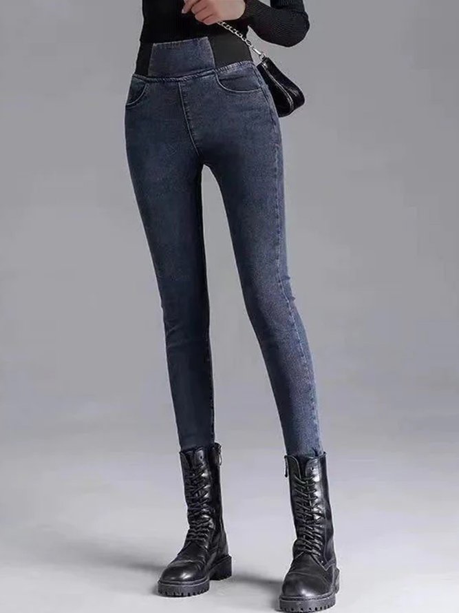 Elastisch Jeansleggings High-Waist Denim Jeans Noracora