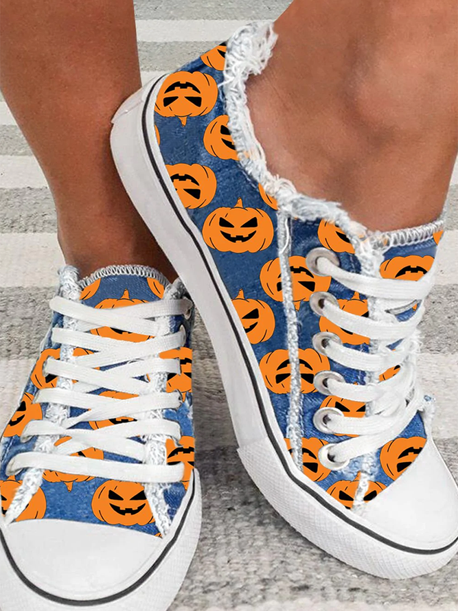 Halloween Kürbis Muster Segeltuch Schuhe
