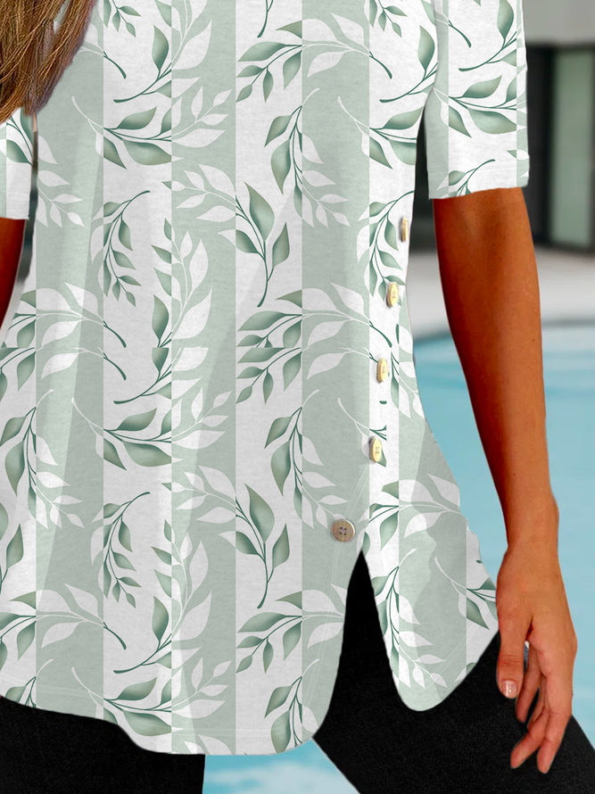 Lässig Geblümt Herbst Karree Täglich Jersey Bestseller Regelmäßig Regelmäßig Größe T-Shirt für Damen