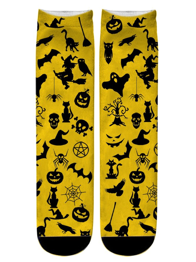 Damen Straße Alle Jahreszeiten Halloween Print Party Standard Über das Unterschenkel Socken Regelmäßig Socken