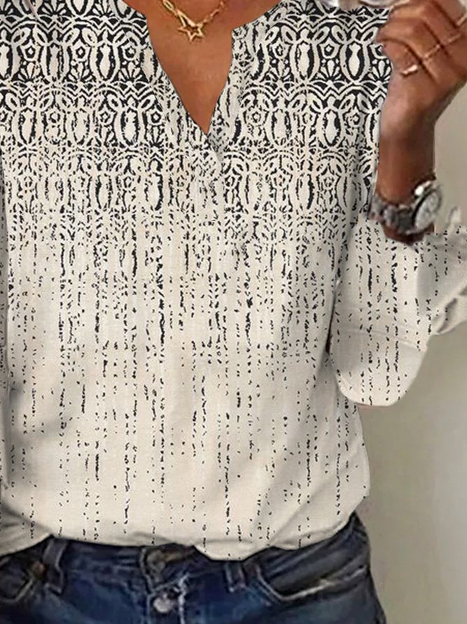 Damen Lässig Ethnisch Herbst Polyester Mikroelastizität 3/4 Ärmel Regelmäßig H-Linie Regelmäßig Größe Blusen & Shirts