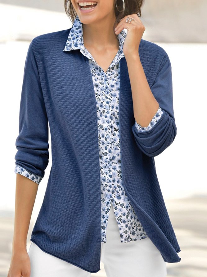 Lässig Unifarben Herbst Mikroelastizität Täglich Weit Standard  Stricken H-Linie Pullover Mantel für Damen